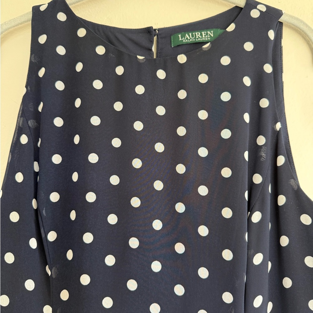 Ralph Lauren Navy and White Polka Dot Dress - Picture 2 of 5